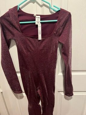 PINK Victoria's Secret Shimmery Plum Scoop Neck Jumpsuit